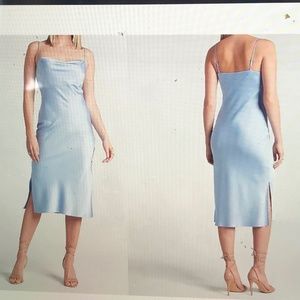 Perfect wedding guest dress - blue satin slip dress from Express (NWT)